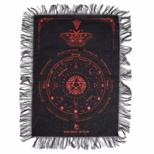 Ancient Witch Pendulum Divination Cloth – Mystic Moth – Black & Blood Red | www.artisangoods.co.uk 2