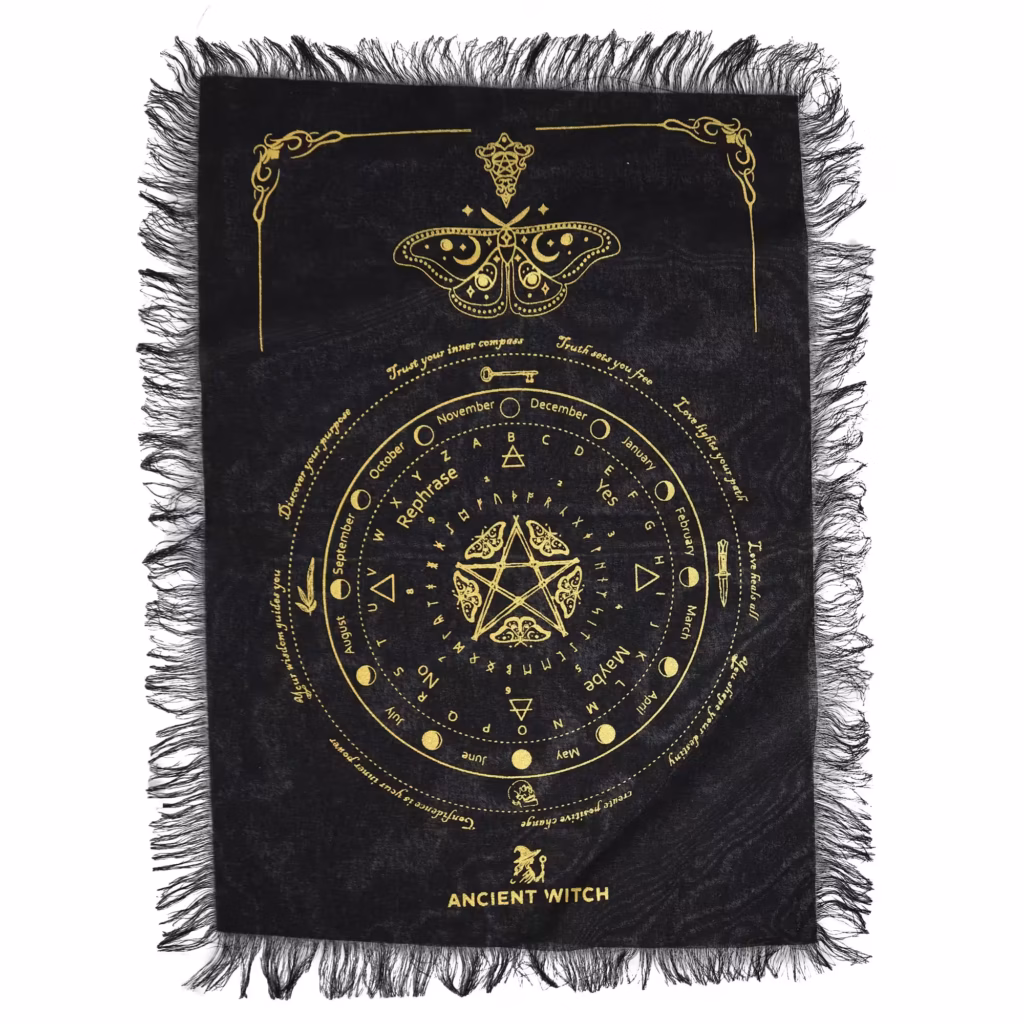 Ancient Witch Pendulum Divination Cloth – Mystic Moth – Black & Gold | www.artisangoods.co.uk 2 Ancient Witch Pendulum Divination Cloth – Mystic Moth – Black & Gold | www.artisangoods.co.uk 2