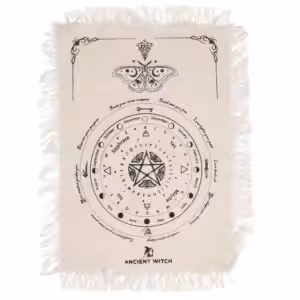 Ancient Witch Pendulum Divination Cloth – Mystic Moth – Natural & Black | www.artisangoods.co.uk 1