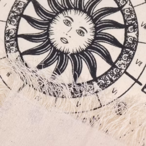 Ancient Witch Pendulum Divination Cloth – Sun Face – Natural & Black | www.artisangoods.co.uk 2