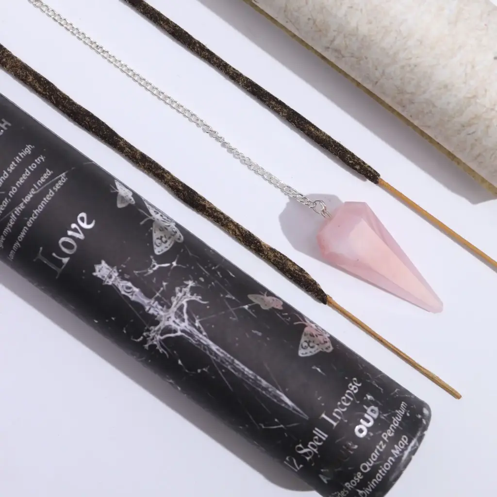 Ancient Witch Spell Incense – Love – Rose Quartz Pendulum | www.artisangoods.co.uk 4