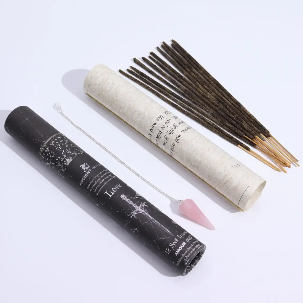 Ancient Witch Spell Incense – Love – Rose Quartz Pendulum | www.artisangoods.co.uk 2