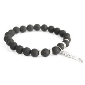 Angel Wing / Black Agate – Gemstone Bracelet | www.artisangoods.co.uk 3
