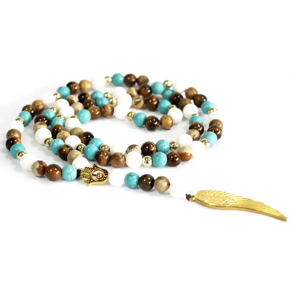 Angel Wing / Multi Beads Gemstone Necklace | www.artisangoods.co.uk