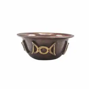 Antique Copper Ritual Bowl with Triple Moon 8x4cm | www.artisangoods.co.uk 1