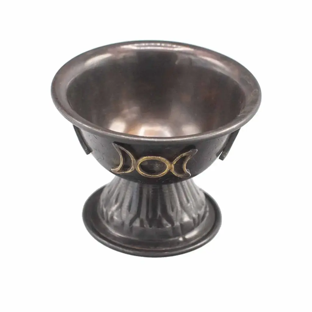 Antique Copper Ritual Chalice Triple Moon 10x8cm | www.artisangoods.co.uk 2