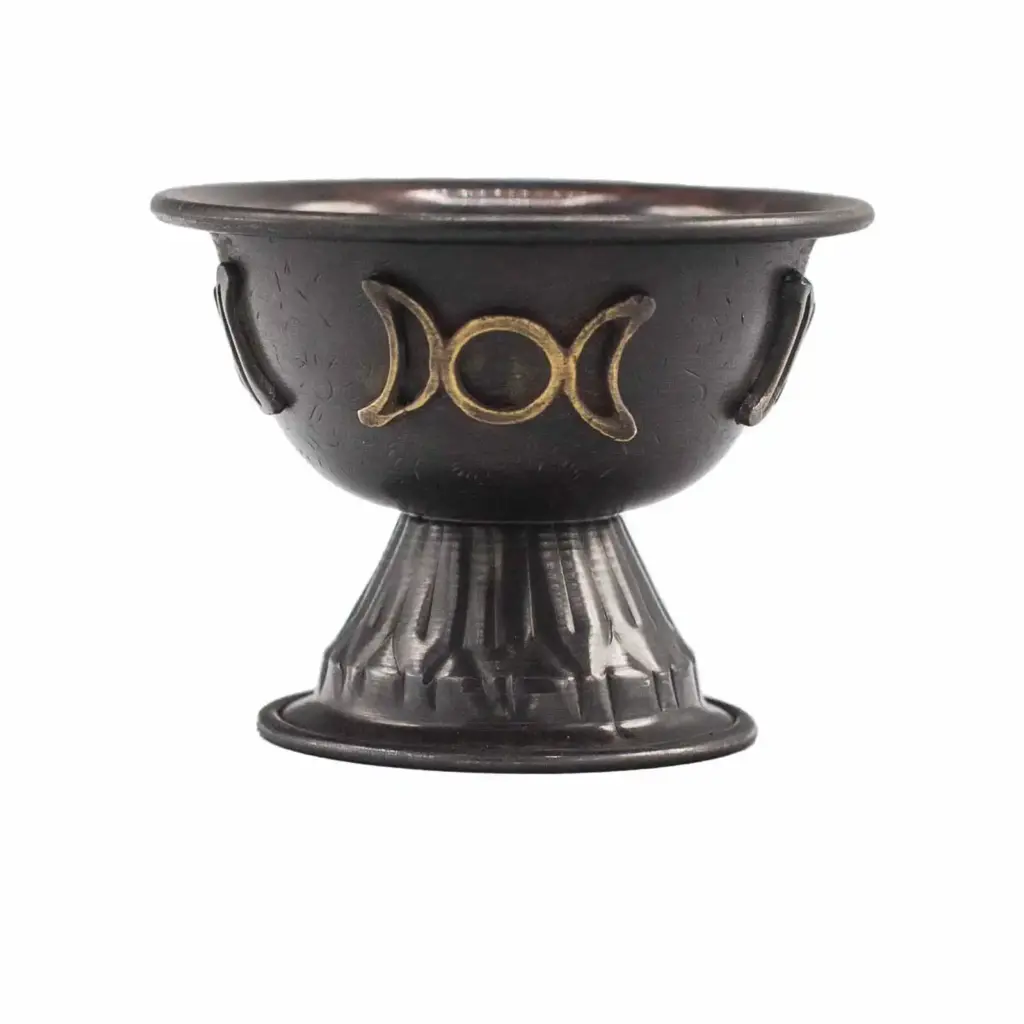 Antique Copper Ritual Chalice Triple Moon 10x8cm | www.artisangoods.co.uk