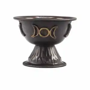 Antique Copper Ritual Chalice Triple Moon 10x8cm | www.artisangoods.co.uk 1