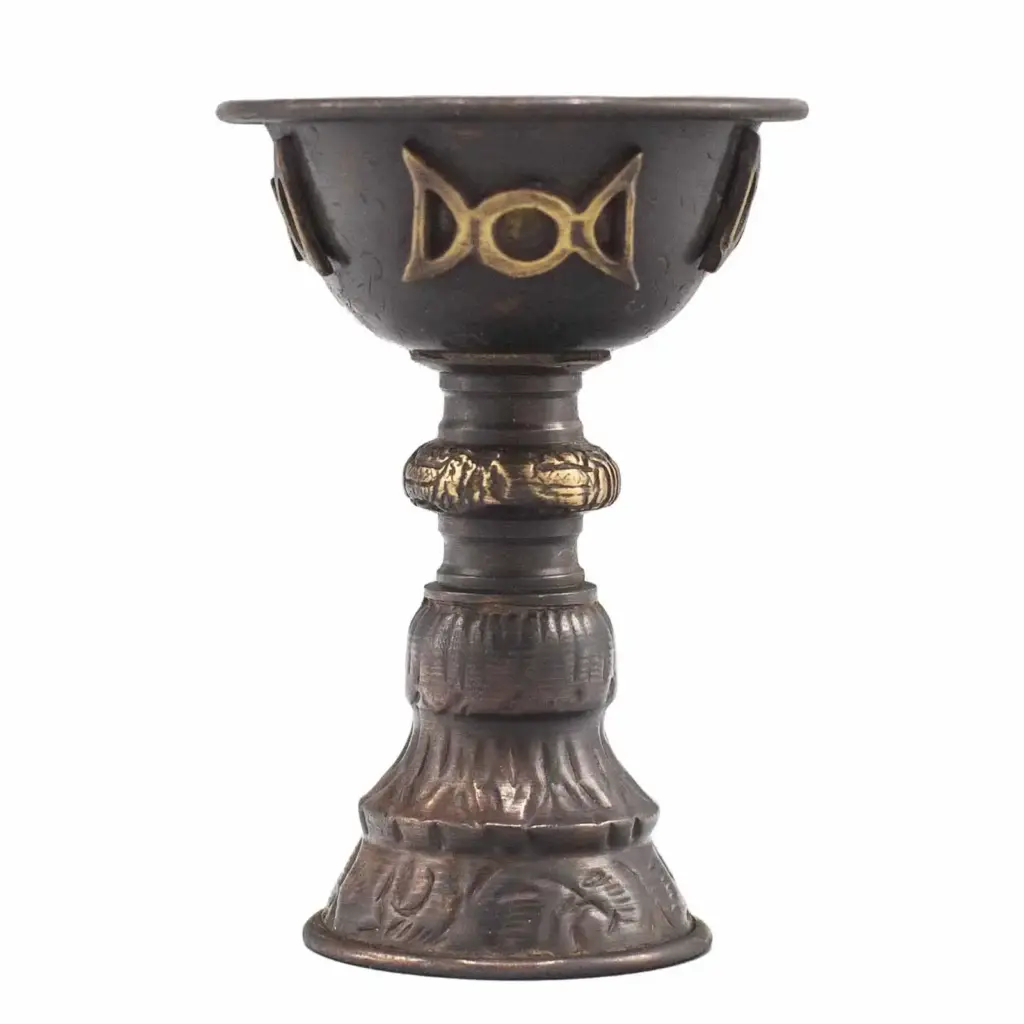 Antique Copper Ritual Goblet with Triple Moon 8x13cm | www.artisangoods.co.uk