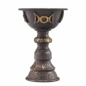 Antique Copper Ritual Goblet with Triple Moon 8x13cm | www.artisangoods.co.uk 1