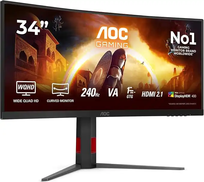 AOC CU34G4Z 34" UW-QHD Curved Gaming Monitor, 240Hz, FreeSync Premium