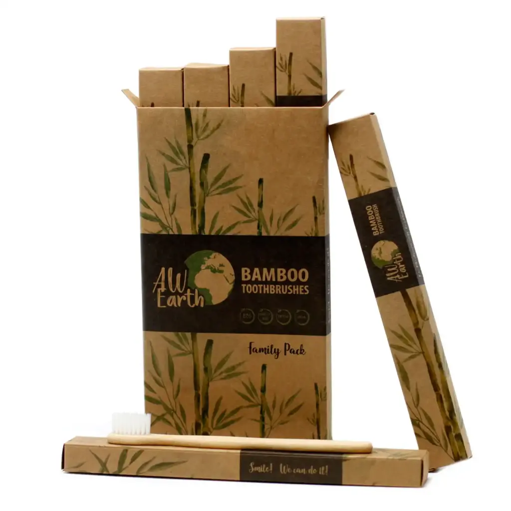 Bamboo Toothbrush – White – Family Pack of 4 – Med Soft | www.artisangoods.co.uk 2