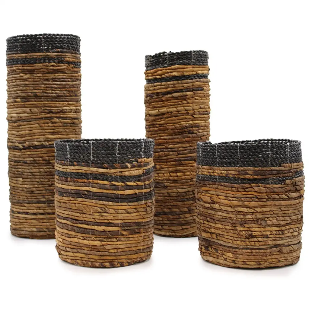 Banana Leaf Set – 2 Vase & 2 Bins | www.artisangoods.co.uk