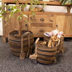 Bananna Leaf & Seagrass Large Baskets – Natural Browns- Set of 3 | www.artisangoods.co.uk 8