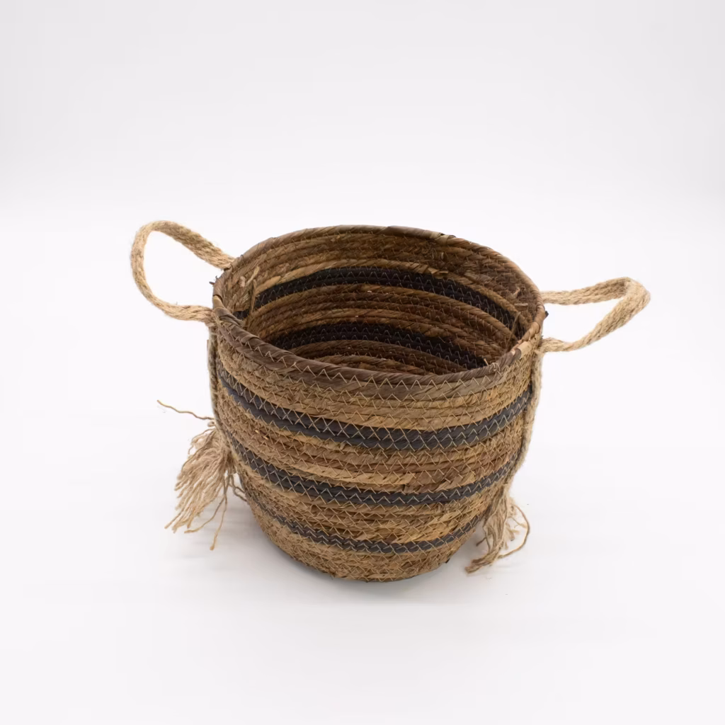 Bananna Leaf & Seagrass Large Baskets – Natural Browns- Set of 3 | www.artisangoods.co.uk 6