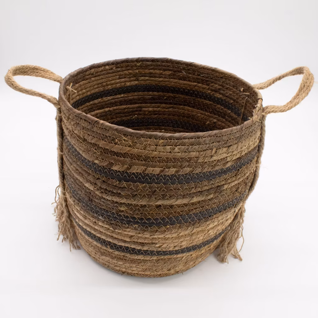 Bananna Leaf & Seagrass Large Baskets – Natural Browns- Set of 3 | www.artisangoods.co.uk 3