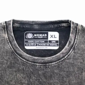 Nomad Sari Stonewashed Cotton T-Shirt – Compass of Life – Charcoal – XL | www.artisangoods.co.uk 4
