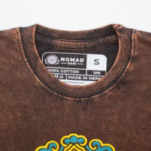 Nomad Sari Stonewashed Cotton T-Shirt – Sun & Zodiac – Brown – Small | www.artisangoods.co.uk 2