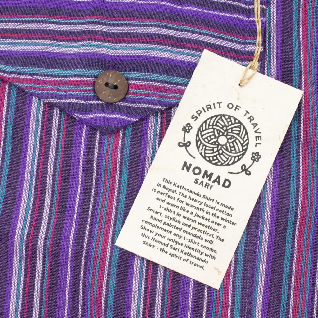 Nomad Sari Grandad Shirt – Black Purple – Large | www.artisangoods.co.uk 2 Nomad Sari Grandad Shirt – Black Purple – Large | www.artisangoods.co.uk 2