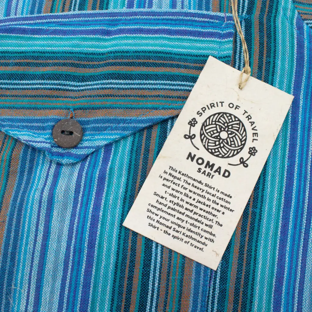 Nomad Sari Grandad Shirt – Turquoise – XL | www.artisangoods.co.uk 3