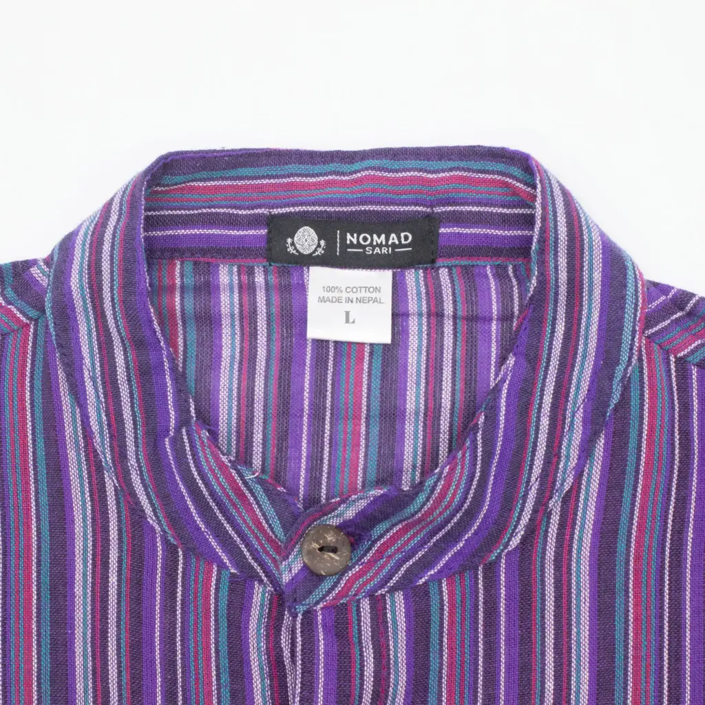 Nomad Sari Grandad Shirt – Black Purple – Large | www.artisangoods.co.uk 3 Nomad Sari Grandad Shirt – Black Purple – Large | www.artisangoods.co.uk 3