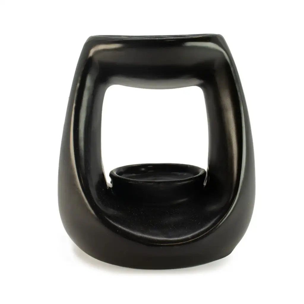 Ceramic Zen Oil Burner – Large Oval Pebble  – Matt Black | www.artisangoods.co.uk