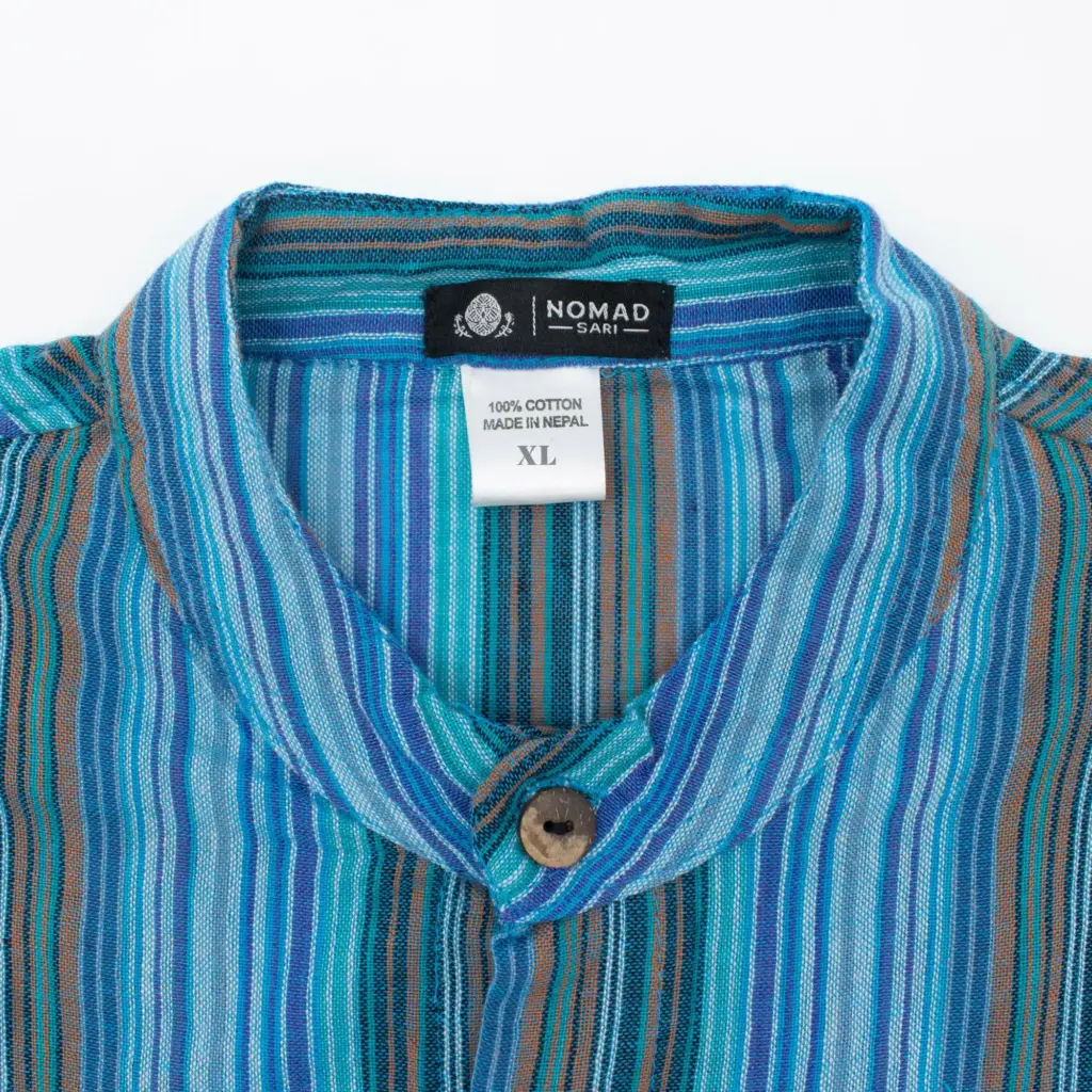 Nomad Sari Grandad Shirt – Turquoise – XL | www.artisangoods.co.uk 4