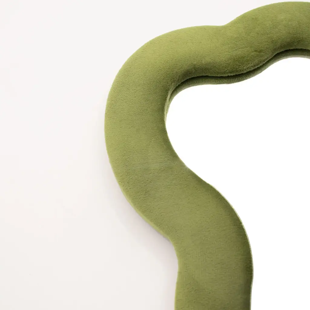 Soft Squiggly Mirror – Large Cloud – Moss Green (33.4×23.5×2.3cm) | www.artisangoods.co.uk