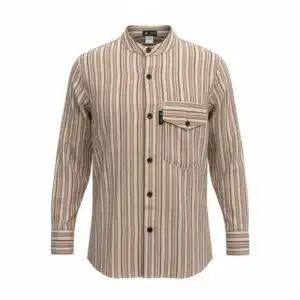 Nomad Sari Grandad Shirt – Brown Beige – Medium | www.artisangoods.co.uk 1
