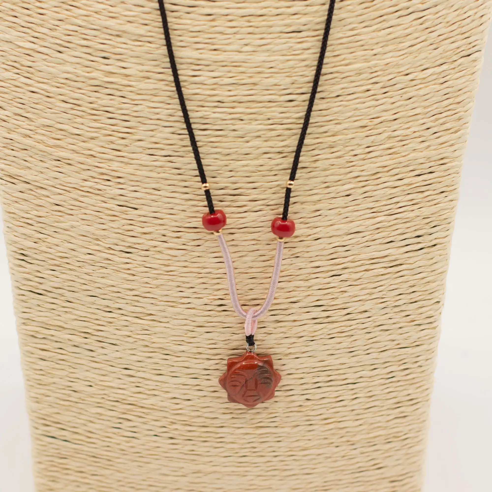 Cord Necklace Gemstone Pendant – Carnelian Sun Face | www.artisangoods.co.uk 4 Cord Necklace Gemstone Pendant - Carnelian Sun Face - Image 3