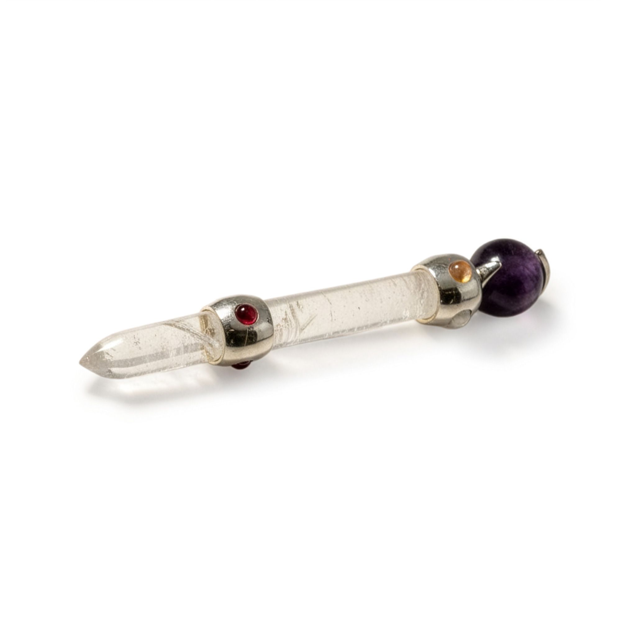 Celestial Prism Wand – Amethyst Moving Crystal Sphere Quartz Stem – 12cm | www.artisangoods.co.uk 6