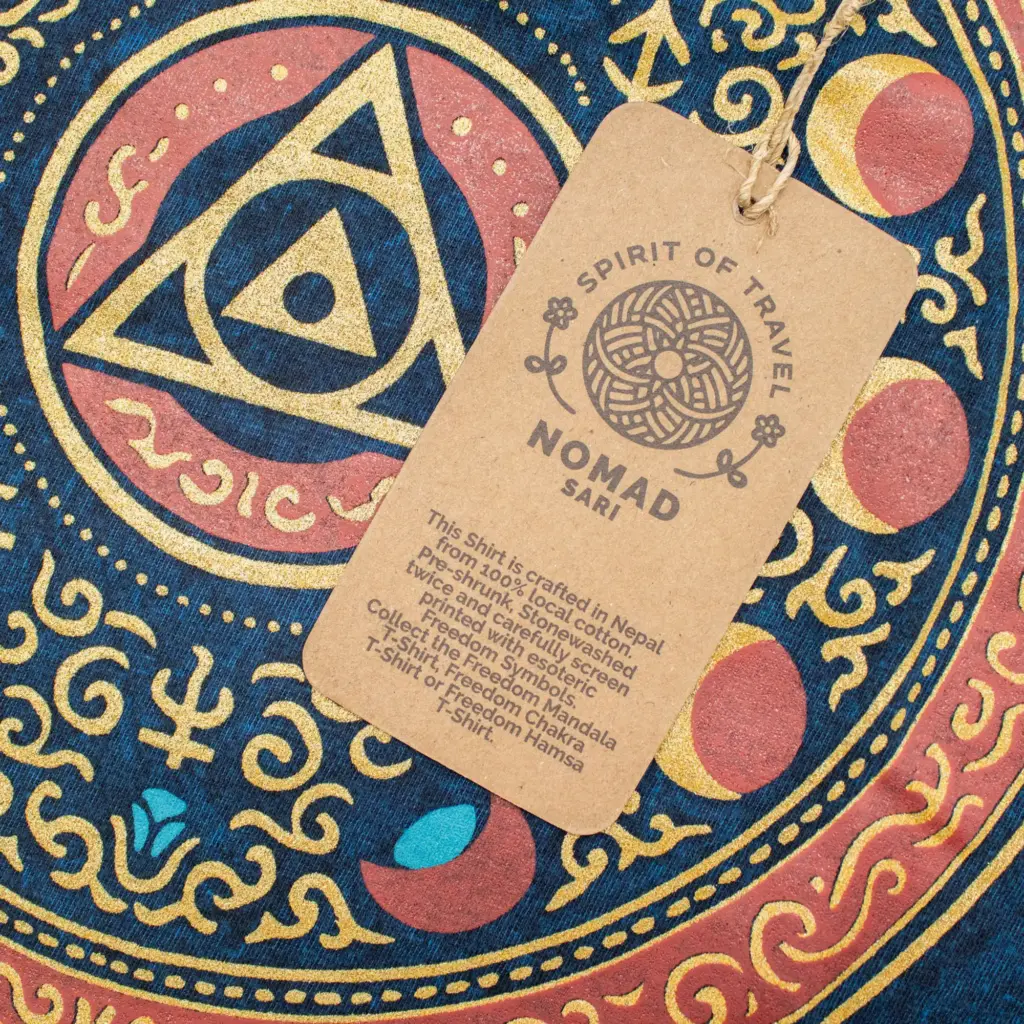 Nomad Sari Stonewashed Cotton T-Shirt – Stay Wild Moon Child – Blue – Large | www.artisangoods.co.uk 5