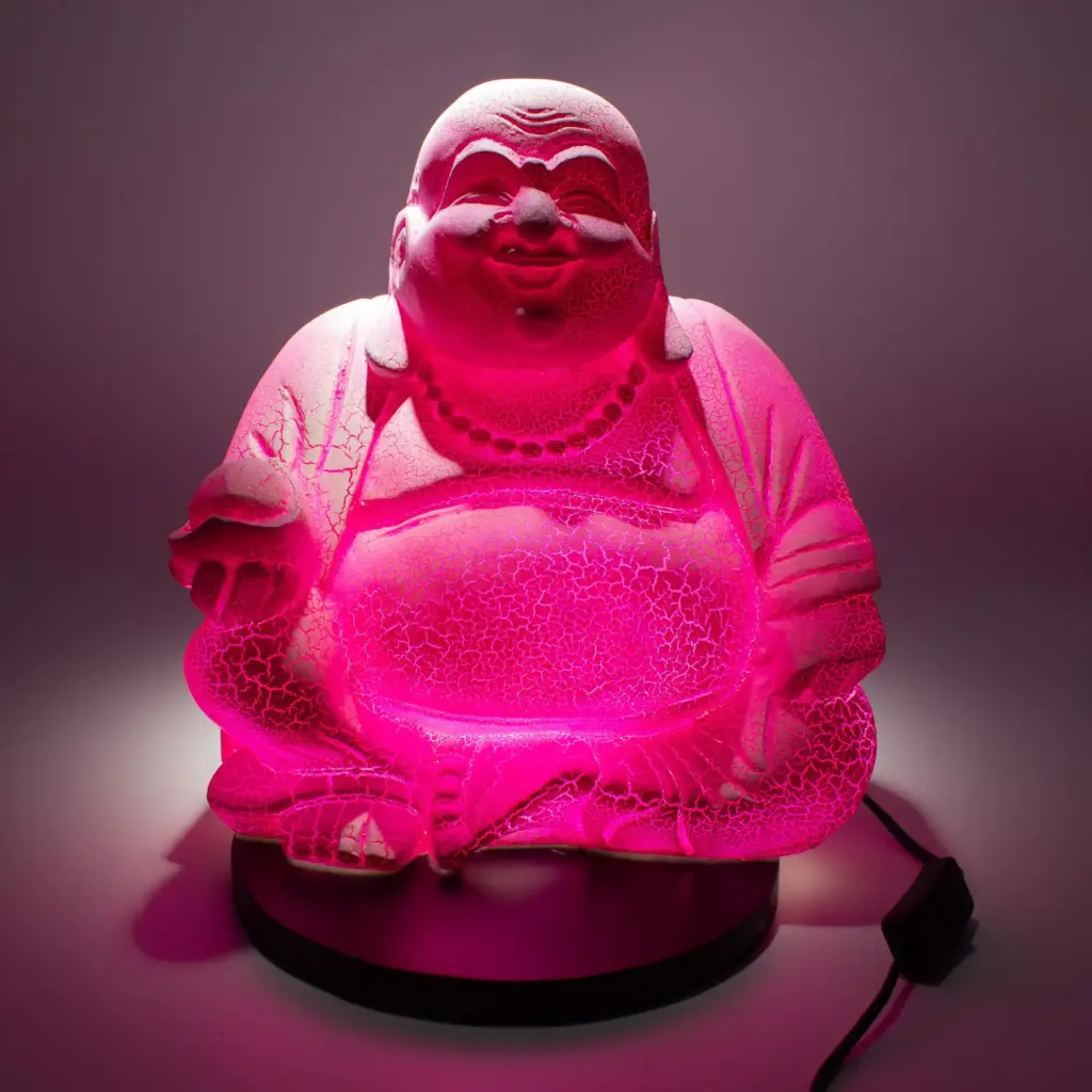 Laughing Buddha Lamp Dragonfruit – Round Stand | www.artisangoods.co.uk