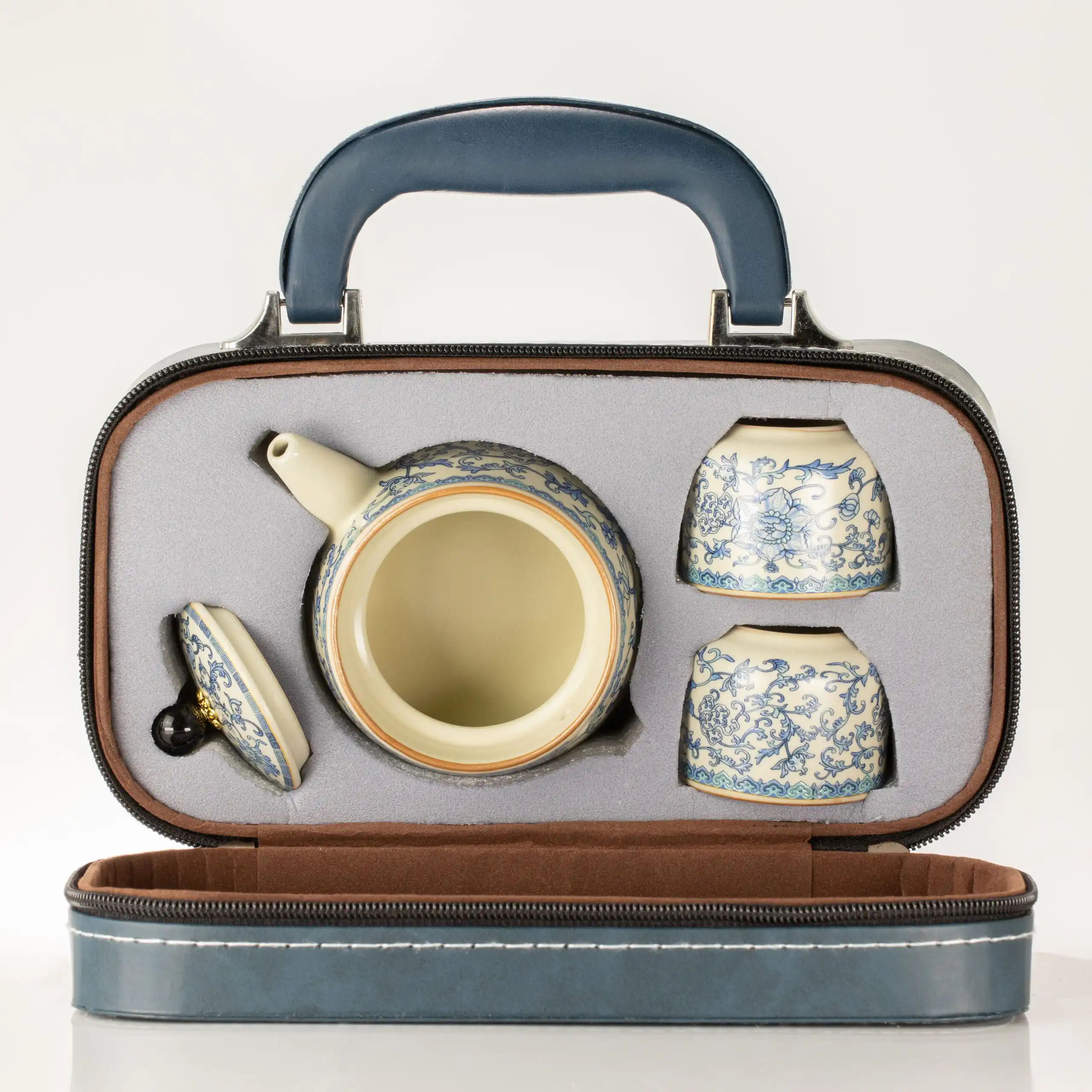 Travel Teapot Set & Two Cups - China Ru Blue - Image 7