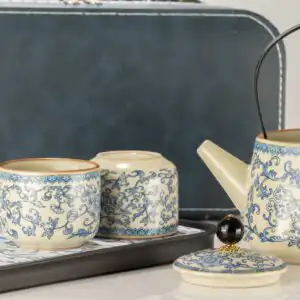 Travel Teapot Set & Two Cups - China Ru Blue - Image 6