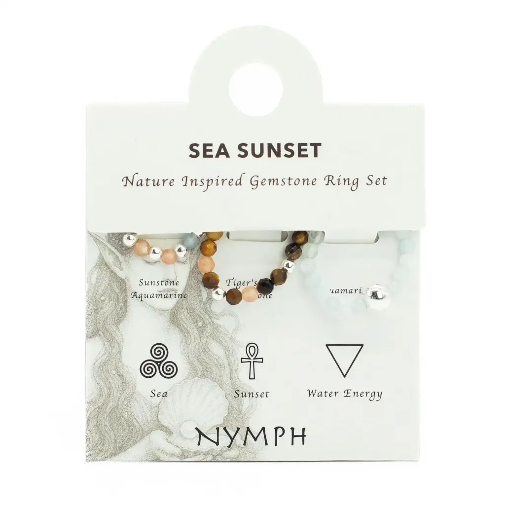 Nymph Spirit Gemstone Ring Set – Sea Sunset | www.artisangoods.co.uk