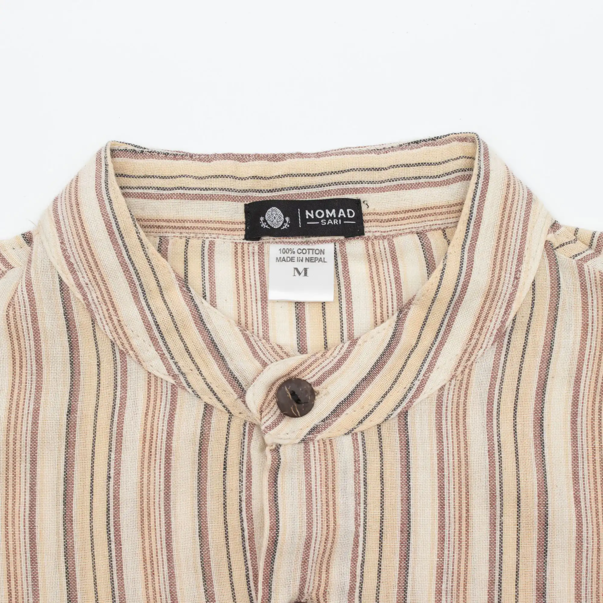 Nomad Sari Grandad Shirt – Brown Beige – Medium | www.artisangoods.co.uk 5 Nomad Sari Grandad Shirt – Brown Beige – Medium | www.artisangoods.co.uk 4