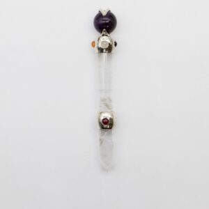 Celestial Prism Wand – Amethyst Moving Crystal Sphere Quartz Stem – 12cm | www.artisangoods.co.uk 1