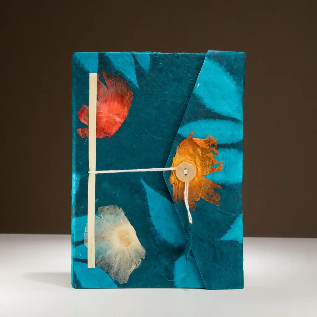 Lokta Bold Floral Notebook – Large (21x15cm) – 45 Leaves – Includes Bookmark – Midnight Blue | www.artisangoods.co.uk 5