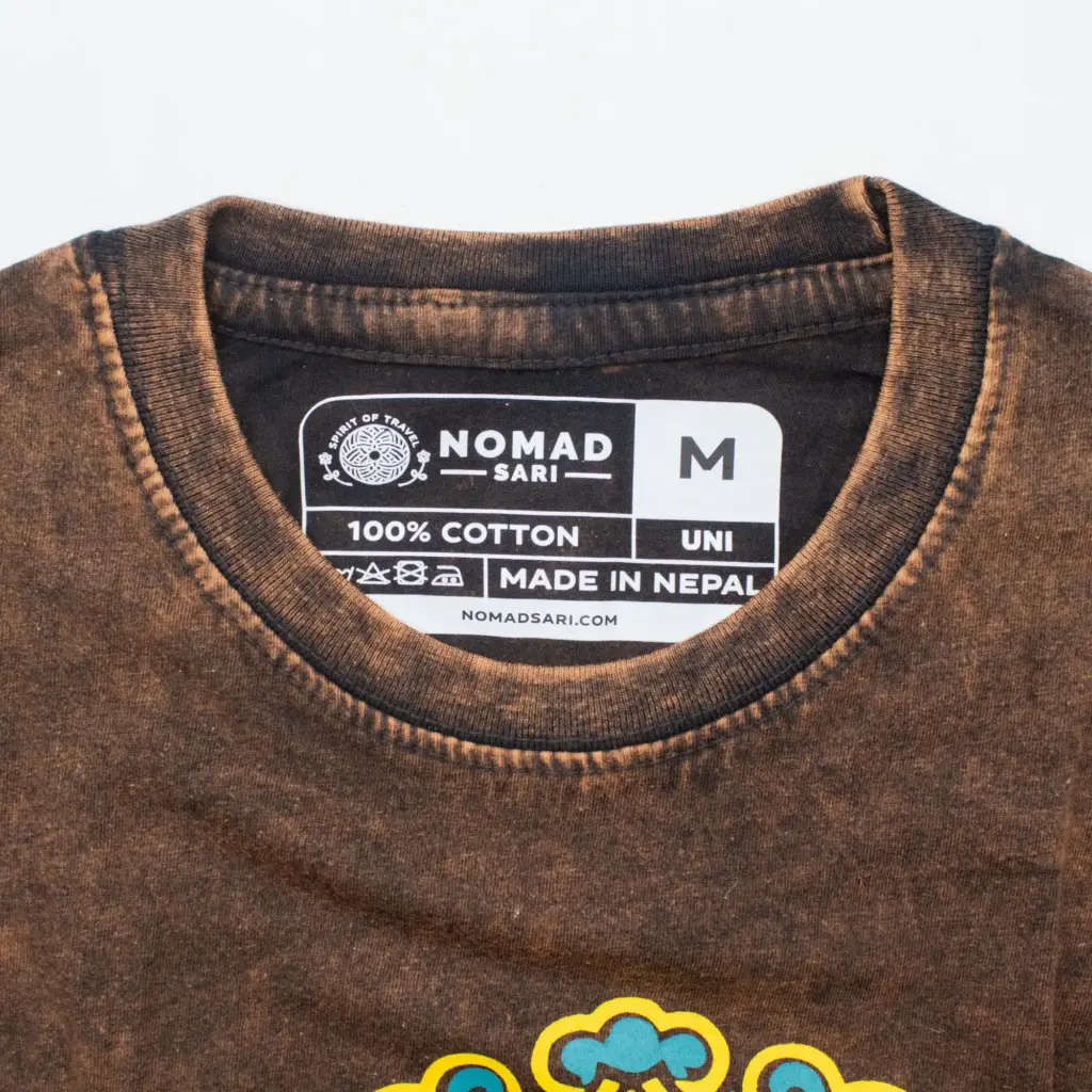 Nomad Sari Stonewashed Cotton T-Shirt – Sun & Zodiac – Brown – Medium | www.artisangoods.co.uk 2