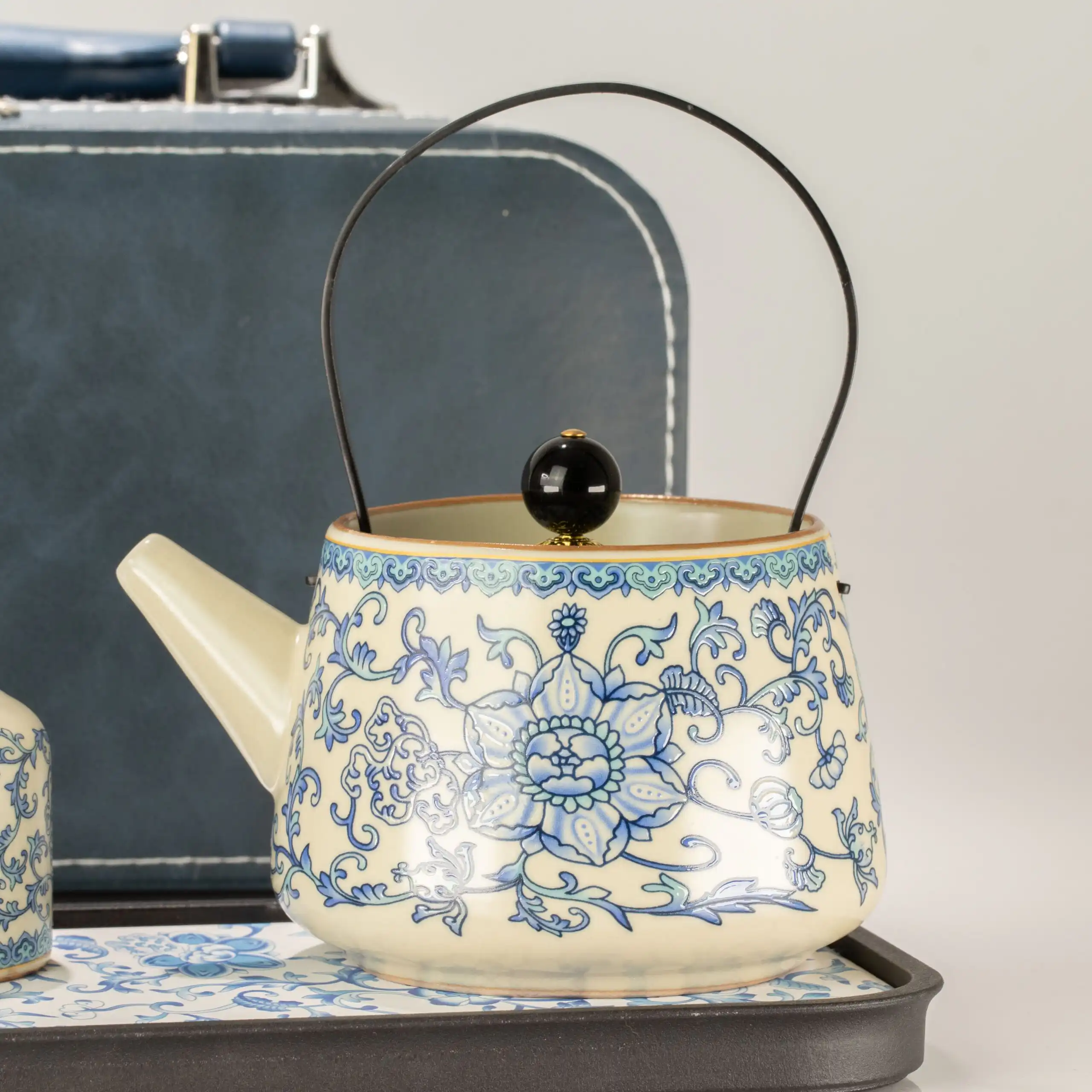Travel Teapot Set & Two Cups - China Ru Blue - Image 3