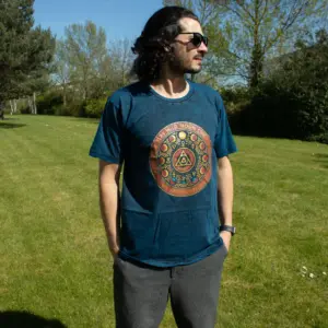 Nomad Sari Stonewashed Cotton T-Shirt – Stay Wild Moon Child – Blue – Small | www.artisangoods.co.uk 3