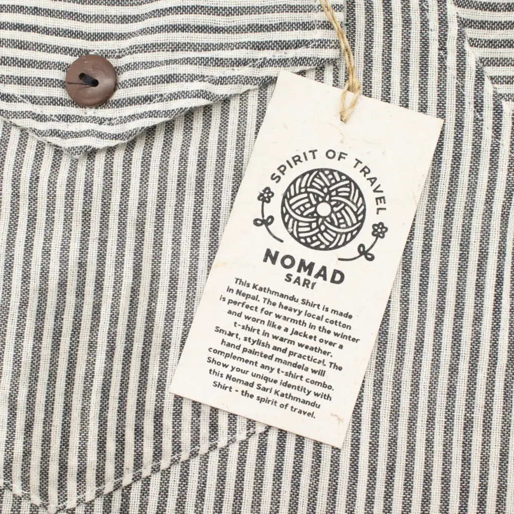 Nomad Sari Grandad Shirt – Grey Stone – Large | www.artisangoods.co.uk