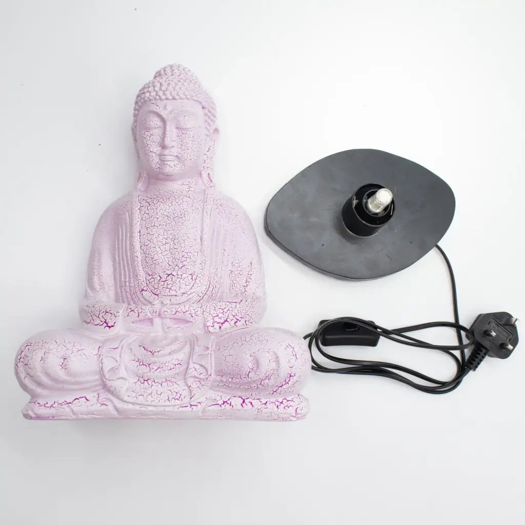 Meditation Buddha Lamp Cherry Crackle – Oval Stand | www.artisangoods.co.uk
