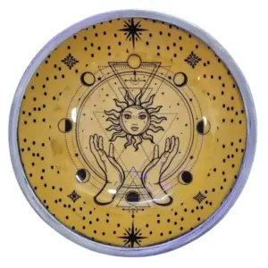 Triple Leg Enamelled Offering Plate – Hands & Sun | www.artisangoods.co.uk 2