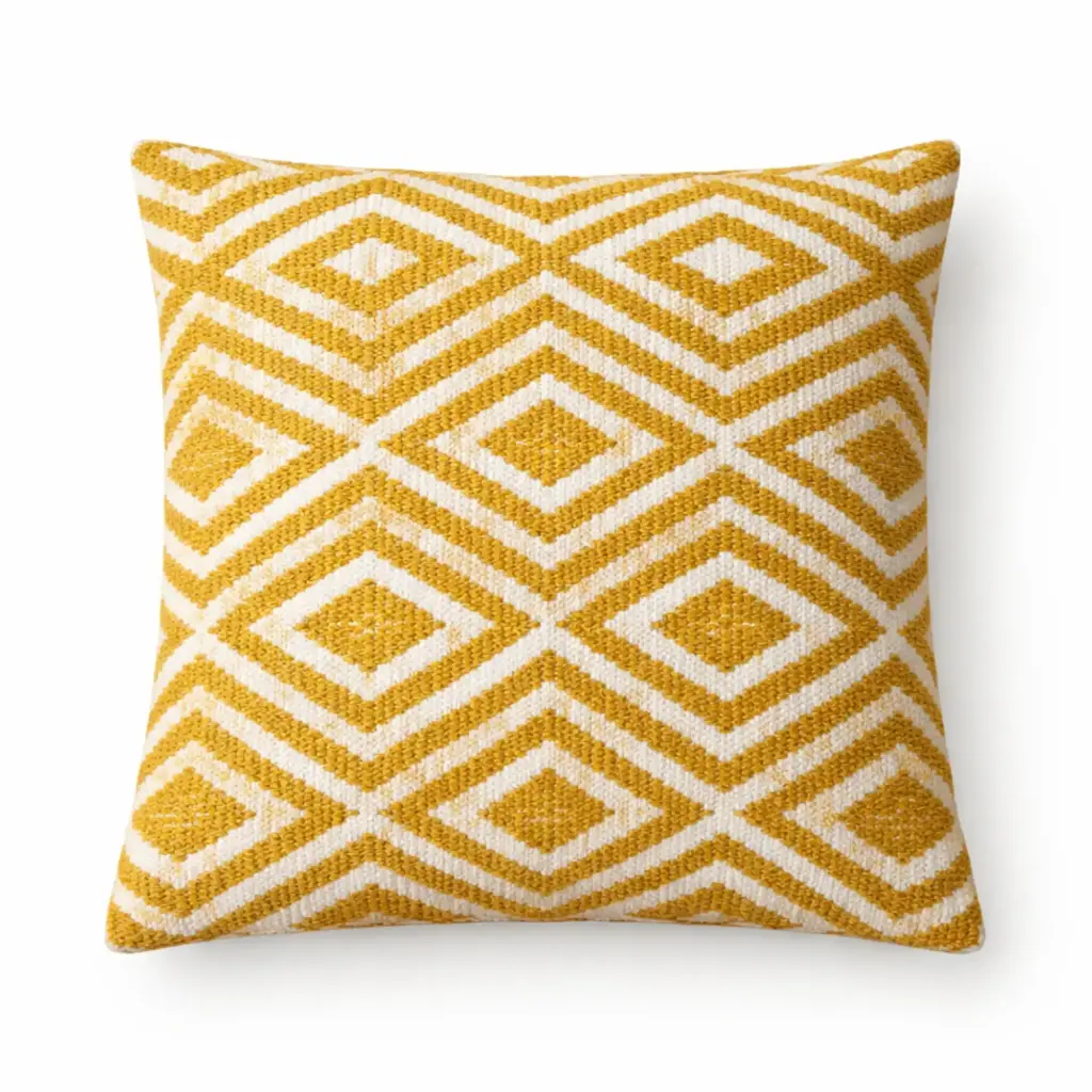Classic Cushion Cover – Mustard Diamonds – 45x45cm | www.artisangoods.co.uk