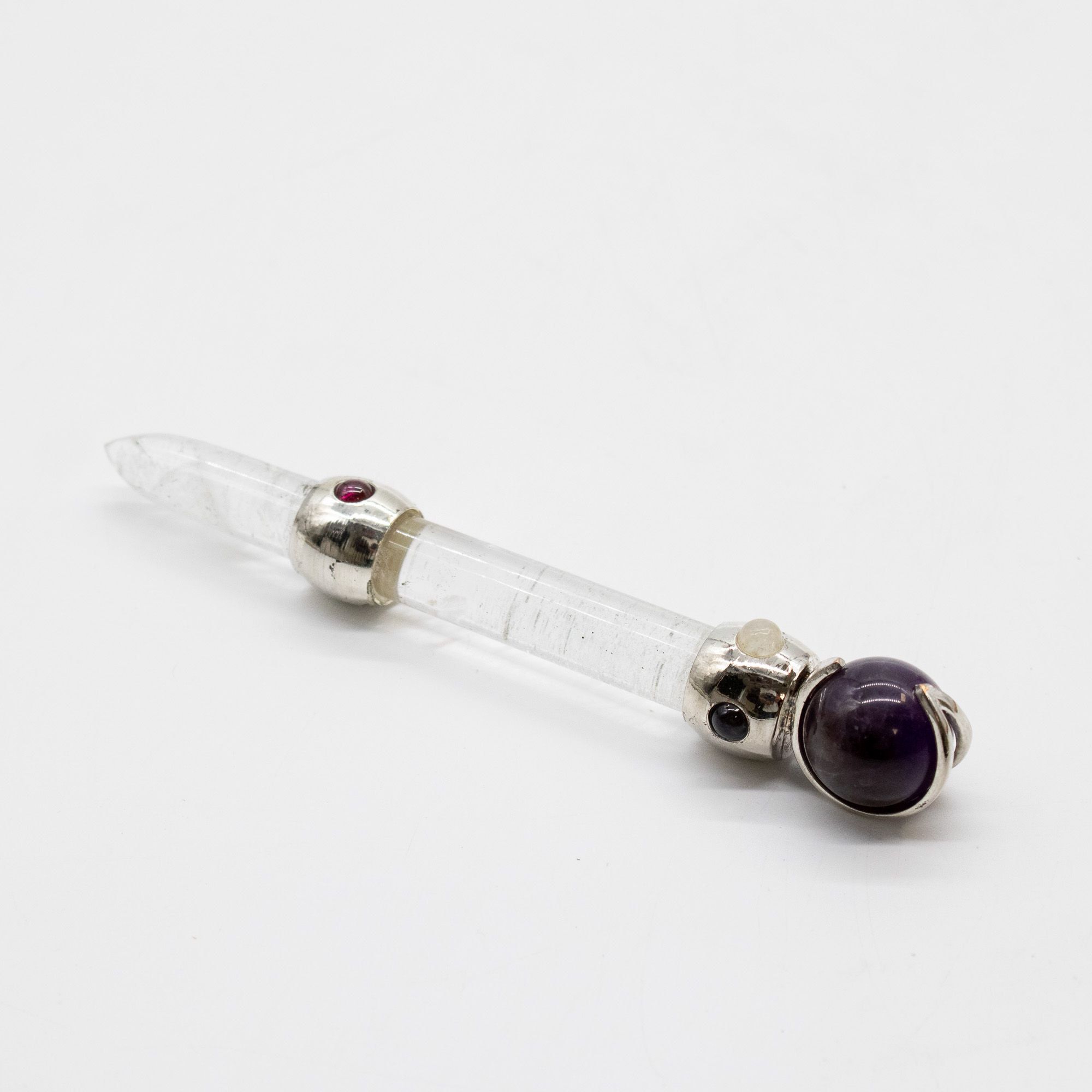Celestial Prism Wand – Amethyst Moving Crystal Sphere Quartz Stem – 12cm | www.artisangoods.co.uk 2