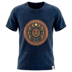 Nomad Sari Stonewashed Cotton T-Shirt – Stay Wild Moon Child – Blue – XL | www.artisangoods.co.uk 2