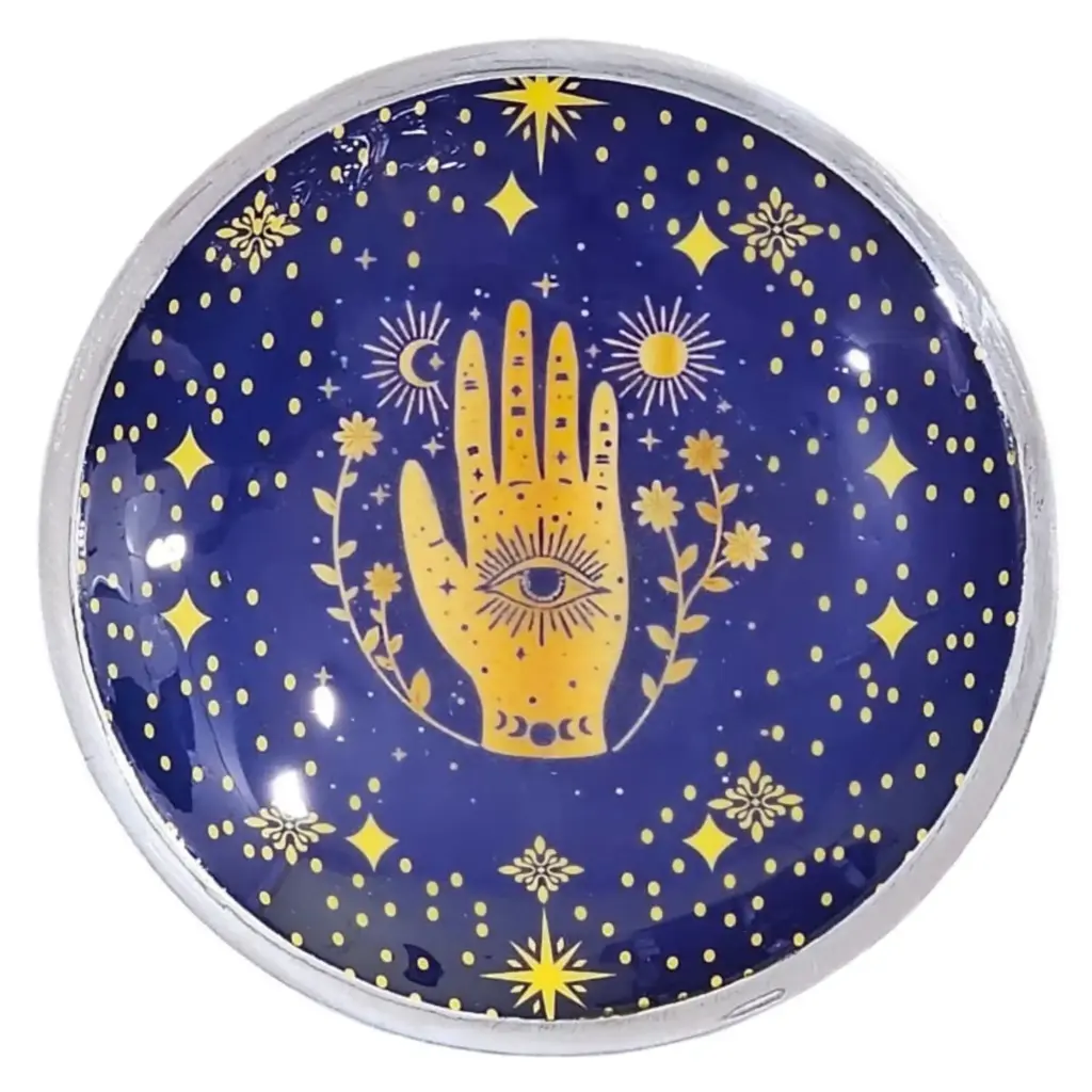 Triple Leg Enamelled Offering Plate – Hamsa Midnight Blue | www.artisangoods.co.uk 2 Triple Leg Enamelled Offering Plate – Hamsa Midnight Blue | www.artisangoods.co.uk 2