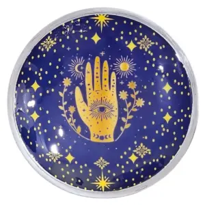 Triple Leg Enamelled Offering Plate – Hamsa Midnight Blue | www.artisangoods.co.uk 2